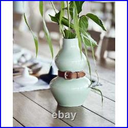 New Ceramic Porcelain Vase Studio Art Pottery Unique Designer Leather Belt Waist