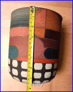 New Rory Foster one-of-a-kind geometric pottery vase hand-made signed ceramic