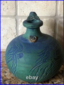 Nicola Nicky Coady Artisan Pottery Vase Jug Blue Green Ocean Squid Australia