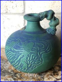 Nicola Nicky Coady Artisan Pottery Vase Jug Blue Green Ocean Squid Australia