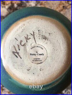 Nicola Nicky Coady Artisan Pottery Vase Jug Blue Green Ocean Squid Australia