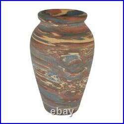 Niloak Mission Swirl 1910-20s Vintage Art Pottery Rolled Rim Ceramic Vase