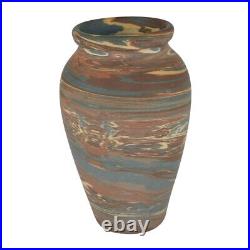 Niloak Mission Swirl 1910-20s Vintage Art Pottery Rolled Rim Ceramic Vase