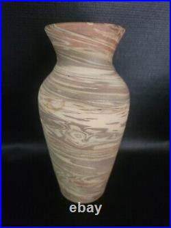 Niloak Mission Swirl 1925-30s Art Pottery Brown Blue 8 1/2 Vase