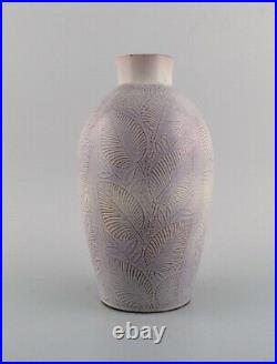 Nils Thorsson for Royal Copenhagen. Vase in glazed ceramics with leaf decoration