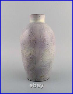 Nils Thorsson for Royal Copenhagen. Vase in glazed ceramics with leaf decoration