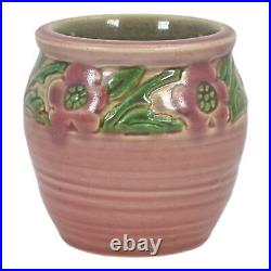 North Dakota School of Mines UND Vintage Art Pottery Pink Floral Ceramic Vase