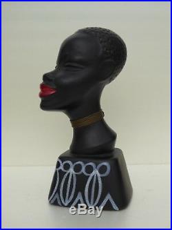 Nubian Blackamoor Bust 1950 Era Hagenauer Walter Bosse Ceramic Bust Art Deco