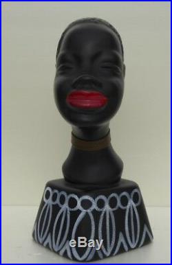 Nubian Blackamoor Bust 1950 Era Hagenauer Walter Bosse Ceramic Bust Art Deco