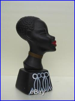 Nubian Blackamoor Bust 1950 Era Hagenauer Walter Bosse Ceramic Bust Art Deco