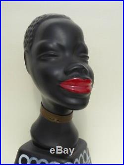 Nubian Blackamoor Bust 1950 Era Hagenauer Walter Bosse Ceramic Bust Art Deco