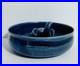 OOAK Art Pottery Bowl WithElephent Figure In Center Blue Glazed Artist Signed