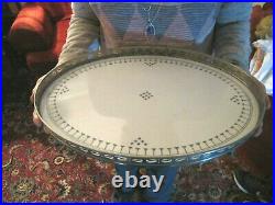 Old Antique Villeroy & Boch Ceramic and Nickel Plate Surround Serve Tray Dresden