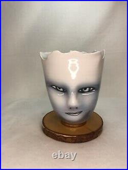 Original Bing Gleitsman Signed Face Vase Studio Ceramic -1994 3d Art Deco