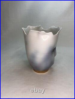 Original Bing Gleitsman Signed Face Vase Studio Ceramic -1994 3d Art Deco
