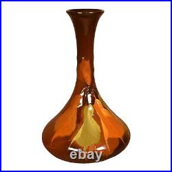 Owens Utopian Early 1900s Art Pottery Hand Painted Leaves Ceramic Vase 1113