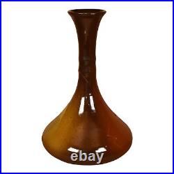 Owens Utopian Early 1900s Art Pottery Hand Painted Leaves Ceramic Vase 1113