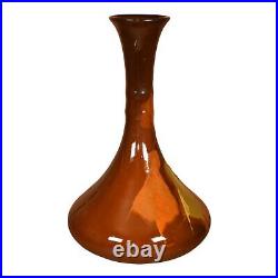 Owens Utopian Early 1900s Art Pottery Hand Painted Leaves Ceramic Vase 1113