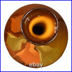 Owens Utopian Early 1900s Art Pottery Hand Painted Leaves Ceramic Vase 1113