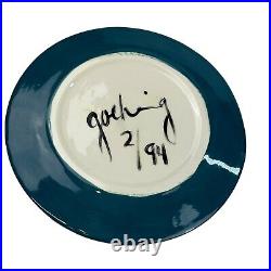 PAIR (2) Rare Kevin Goehring Signed Studio Art Pottery Plates Platters 14 1994