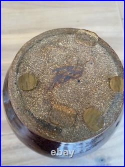 PRIETO Studio Art Pottery Vase SIGNED Vessel Carved Ceramic 11 x 7 Great