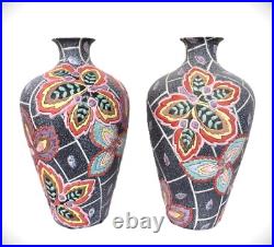 Pair of 15 Abstract Art Pottery Vases Post Modern
