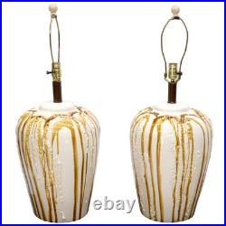 Pair of Large Ceramic Art Pottery Bases Decorative Caramel Glaze