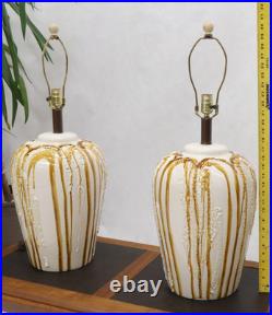 Pair of Large Ceramic Art Pottery Bases Decorative Caramel Glaze