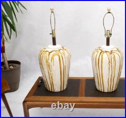 Pair of Large Ceramic Art Pottery Bases Decorative Caramel Glaze