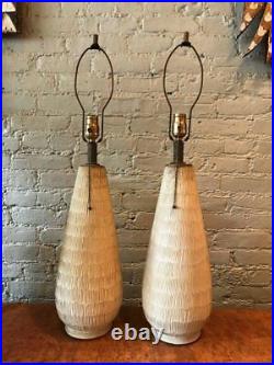 Pair of Large Studio Art Pottery Table Lamps by Lee Rosen