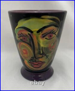 Patrick Dougherty! Rare Pottery Ceramic Art Face Vase Handpainted Hand Signed