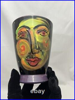 Patrick Dougherty! Rare Pottery Ceramic Art Face Vase Handpainted Hand Signed