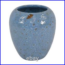 Paul Revere SEG Art Pottery Vintage Textured Volcanic Matte Blue Ceramic Vase