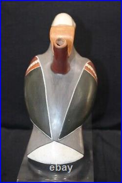 Peru Art Pottery Bird Vessel Hand Painted Ceramic Spout Reproduction Signed