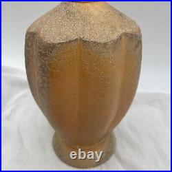 Peter Pinnell Vintage Studio Art Pottery Peach Orange Ceramic Vessel Stopper 12