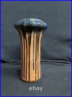 Peters and Reed Shadow Ware 1920s Art Pottery Brown Blue Green Ceramic 11 Vase