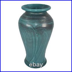 Pewabic 2000 Art Deco Hand Made Pottery Mottled Matte Blue Green Ceramic Vase