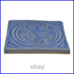 Pewabic 2001 Art Pottery Matte Blue Eagle Bird Large Ceramic Tile