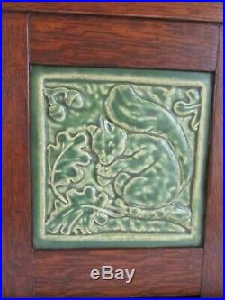 Pewabic Detroit Green Squirrel Tile Oak Arts & Crafts Display Frame