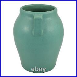 Pfaltzgraff 1930s Vintage Art Deco Pottery Matte Green Handled Ceramic Vase