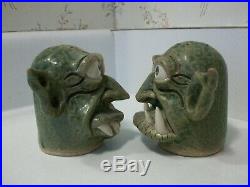 Phelps Art Pottery Monster Mash Halloween Devil Figures Salt And Pepper Shakers