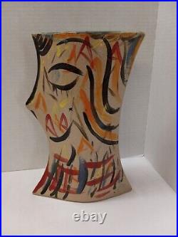 Picasso Style Face Vase Vtg Ceramic Studio Art Pottery. 12x8