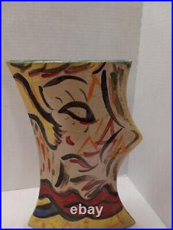 Picasso Style Face Vase Vtg Ceramic Studio Art Pottery. 12x8