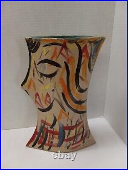 Picasso Style Face Vase Vtg Ceramic Studio Art Pottery. 12x8