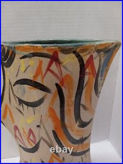 Picasso Style Face Vase Vtg Ceramic Studio Art Pottery. 12x8