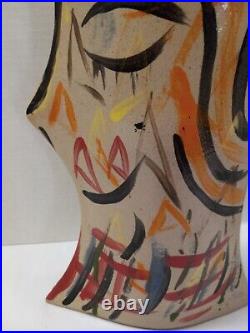 Picasso Style Face Vase Vtg Ceramic Studio Art Pottery. 12x8