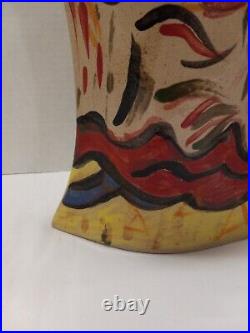 Picasso Style Face Vase Vtg Ceramic Studio Art Pottery. 12x8