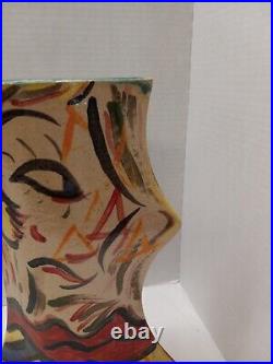 Picasso Style Face Vase Vtg Ceramic Studio Art Pottery. 12x8