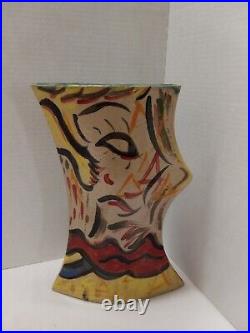 Picasso Style Face Vase Vtg Ceramic Studio Art Pottery. 12x8