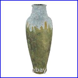 Pierrefonds 1930 Art Pottery Curdled Drip Glaze Green Ceramic Floor Vase 590